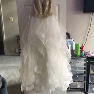 White and gold embroidered Dress